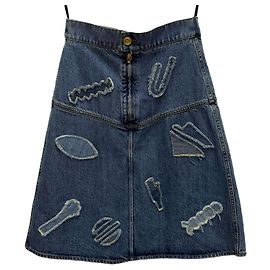 Chanel Saia de ganga patchwork com bordados egípcios Azul