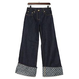 Louis Vuitton Curved Hem Flared Monogram Women's Denim Jeans Multiple colors