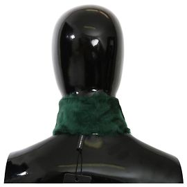 Dolce & Gabbana Collar Wrap in Pelliccia Verde e Sciarpa in Lambskin Verde