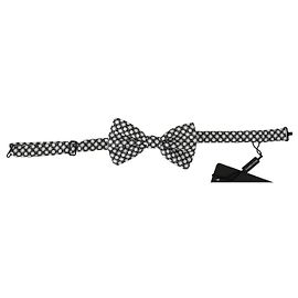 Dolce & Gabbana Men Black White Circles Adjustable Neck Papillon Bow Tie Black