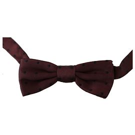 Dolce & Gabbana Purple Dotted Silk Adjustable Neck Papillon Bow Tie Purple