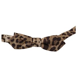 Dolce & Gabbana Brown Leopard Silk Adjustable Neck Papillon Men Bow Tie Brown