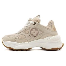 Louis Vuitton Sapatilhas Run Monogram para Mulher Bege Marrom