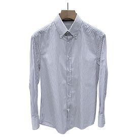 Brunello Cucinelli Camisa de manga comprida em algodão com riscas Multicor