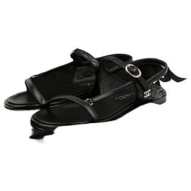 Chanel CC Strap Sandals Brown Lambskin Brown