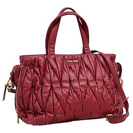 Miu Miu Matelassé Tote Bag Shoulder Bag Red