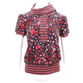 Kenzo Kurzarm-Strickoberteil mit Rosendetail Pink
