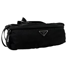 Prada Bolso bandolera unisex de nailon con logotipo triangular Castaño