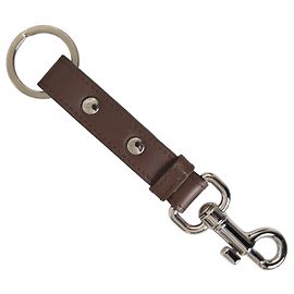 Dolce & Gabbana Brown Plain Leather Silver Brass Keyring Holder Keychain Brown