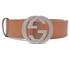 Ceinture Gucci Interlocking GG en cuir marron Marron
