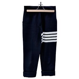 Thom Browne Cotton Women's Pants with Diagonal Strap Navy Blue