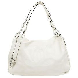Chanel Bolsa de Ombro White Big CC Chain Branco