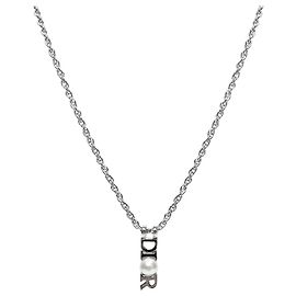 Dior Collana di perle argentata verticale Argento