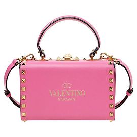 Valentino Sac cabas Rockstud Box à poignées en cuir rose Rose