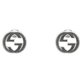 Gucci Interlocking Silver Earrings Silvery