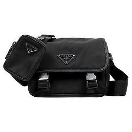 Prada Borsa a tracolla messenger in Re-Nylon nera Nero
