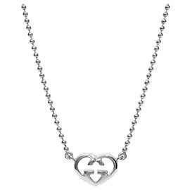 Gucci Heart Interlocking Silver Necklace Silvery