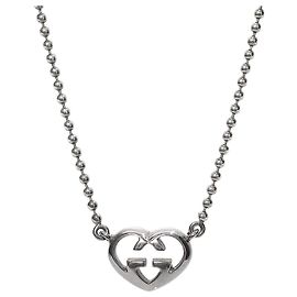 Gucci Heart Interlocking Silver Necklace Silvery