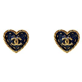Pendientes de corazón Chanel negros y oro Negro