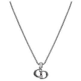 Dior Collar Logo Crystal Plata