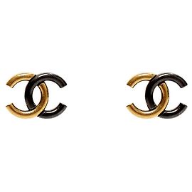 Chanel Orecchini bicolore oro e nero Nero