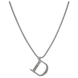 Dior Cubic Silver Necklace Silvery