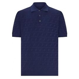 Fendi Kurzarm-Strickpolohemd Blau