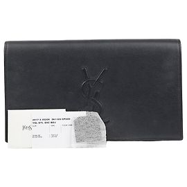 Autre Marque Leather Clutch Dark Navy Blue