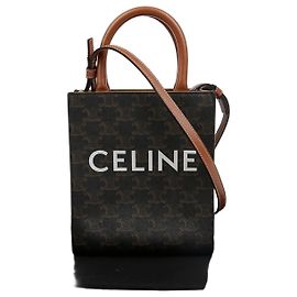 Céline Bolso de hombro Mini Tote Vertical Cabas Castaño