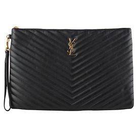 Autre Marque Clutch Porta-documentos Monogram Matelassé Large Preto