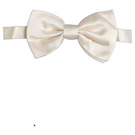 Dolce & Gabbana Men White % Silk Adjustable Neck Papillon Bow Tie White