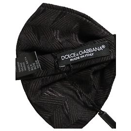 Dolce & Gabbana Men Black Patterned Adjustable Neck Papillon Bow Tie Black