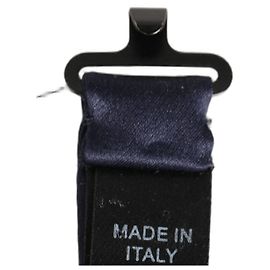 Dolce & Gabbana Dark Blue % Silk Adjustable Neck Papillon Bow Tie Blue