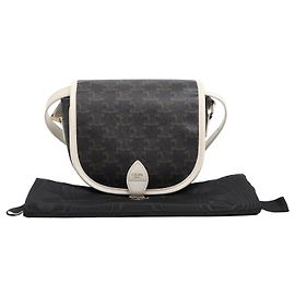 Céline Medium White Triope Canvas Shoulder Bag White