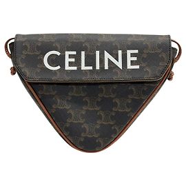 Céline Bolso bandolera pequeño triangular de lona con estampado Triomphe Multicolor