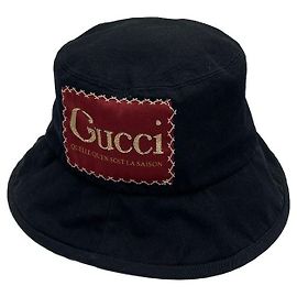 Gucci Logo Patch Cotton Bucket Hat Black
