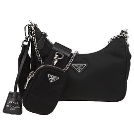 Prada Bolso de hombro hobo Reedition Nylon Multi Negro Negro