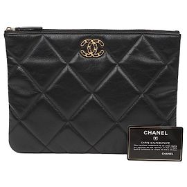 Chanel Große Clutch aus Lammleder Schwarz Schwarz