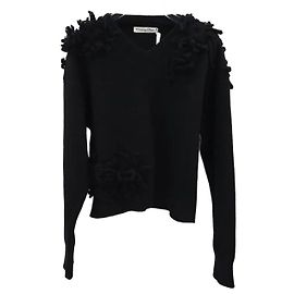 Dior Kaschmir-Strickpullover mit schwarzen Blumen Schwarz