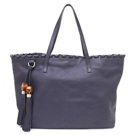 Gucci Borsa Tote e a Tracolla con Nappine in Bambù Blu