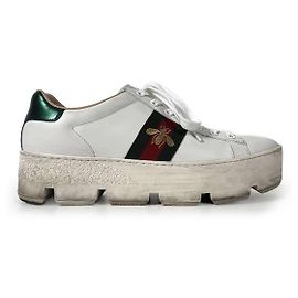 Gucci Sneakers Ace Bee Platform in pelle White Bianco