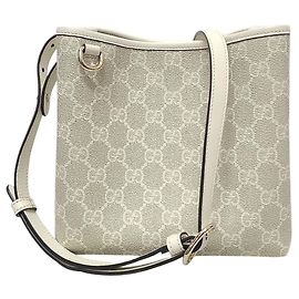 Gucci Picca borsa secchiello GG Emblem Beige White Marrone