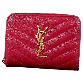 Autre Marque Portafoglio Compatto con Cerniera Monogram Rosso Rosso