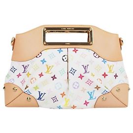Louis Vuitton Multi Judy MM Stoff Tasche Weiß Weiß