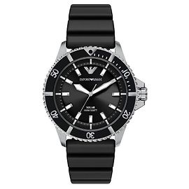 Armani Men's Rubber Watch (World Explorer) Black