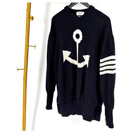 Thom Browne Anchor Icon Oversized Crewneck Strickpullover Navy Blau