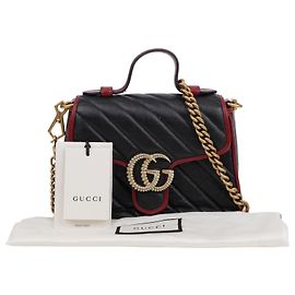 Gucci Mini Bolsa de Alça de Mão Marrom Couro Marrom