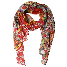 Dolce & Gabbana Sciarpa Stola in Seta Stampata Multicolore Multicolore