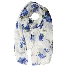 Dolce & Gabbana Stola lunga in chiffon di seta bianca floreale Bianco