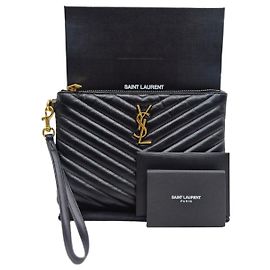 Autre Marque Black Gold Clutch Bag Small Black
